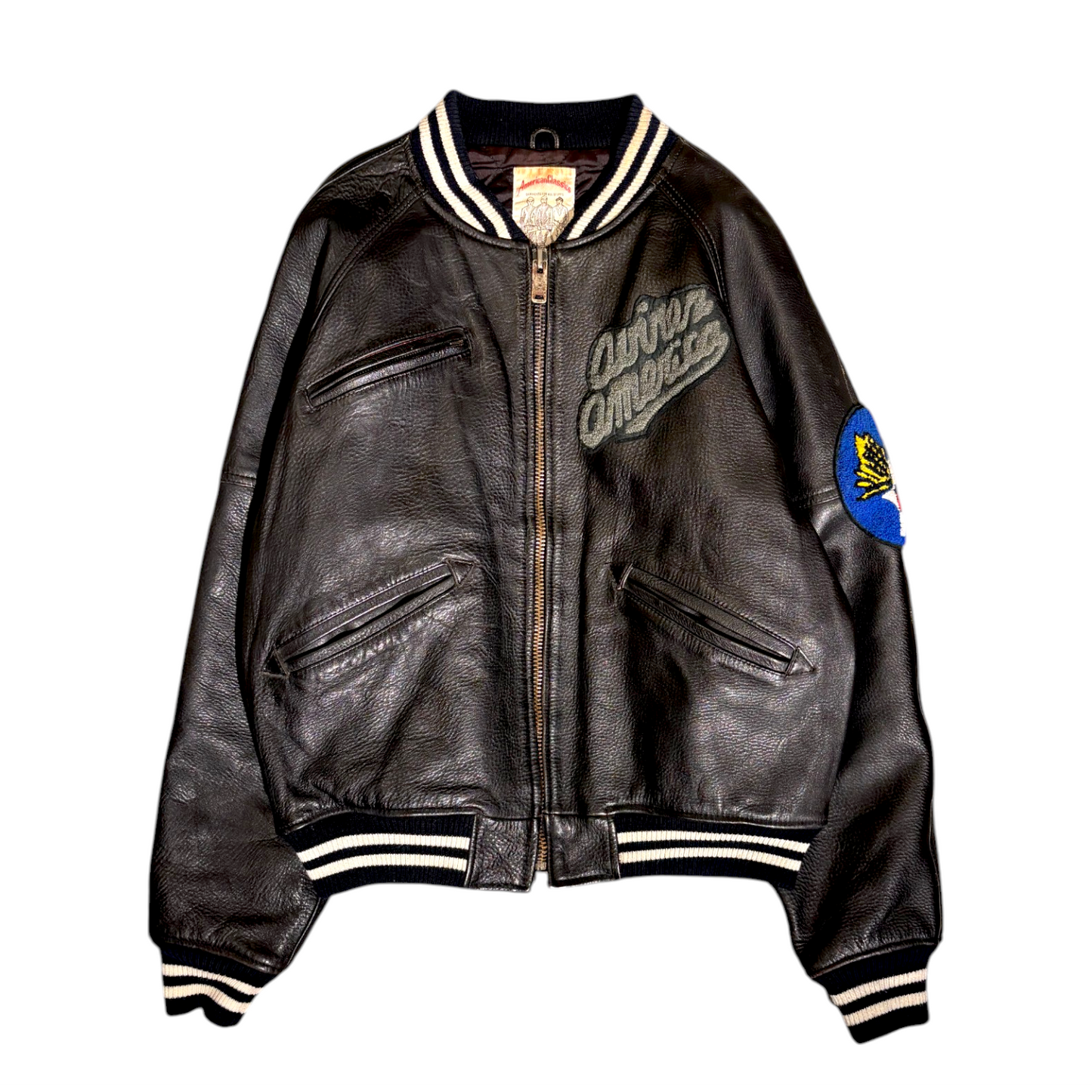 Avirex Track and Field Leather Bomber