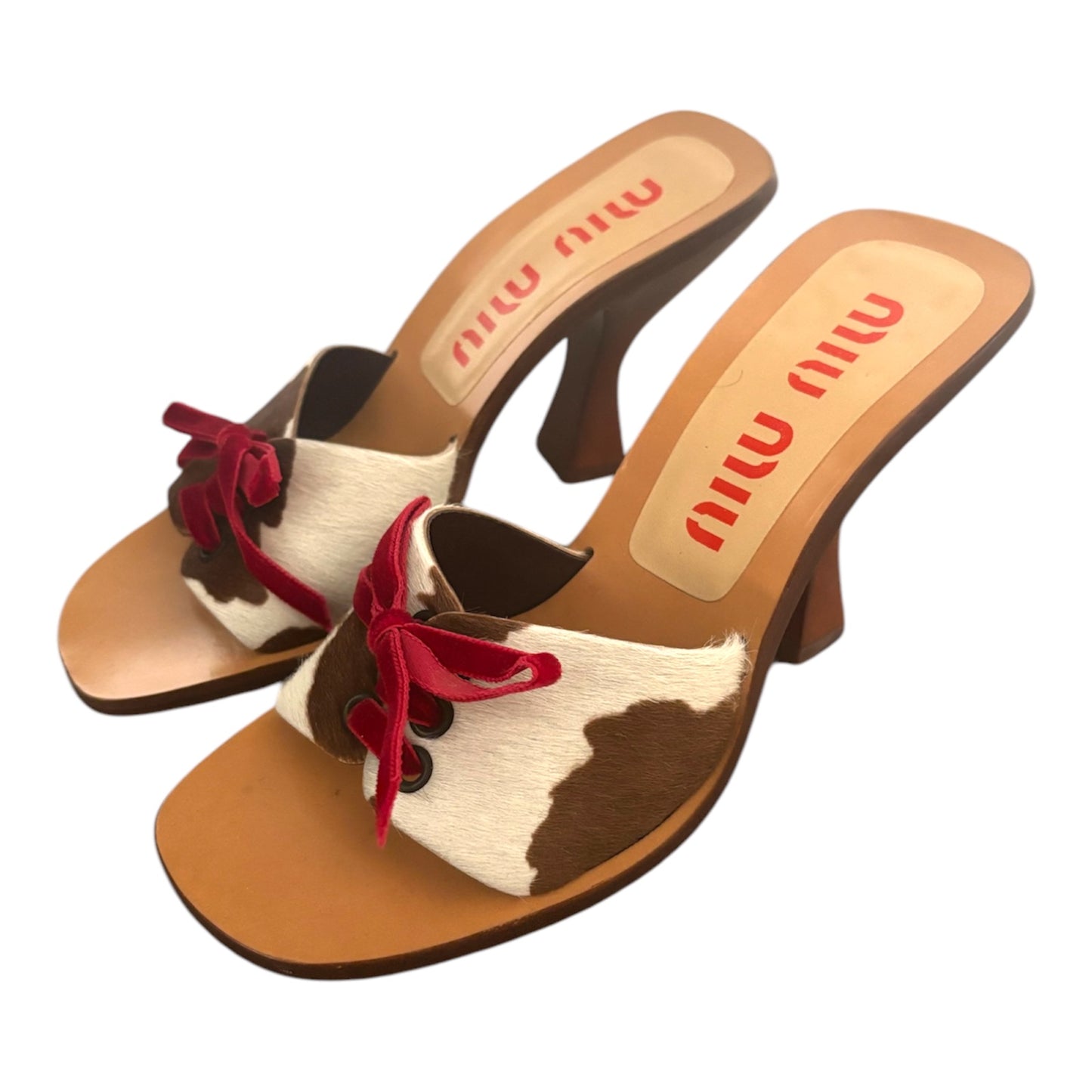 Miu Miu SS 1998 Runway Cow Hide Wooden Heels