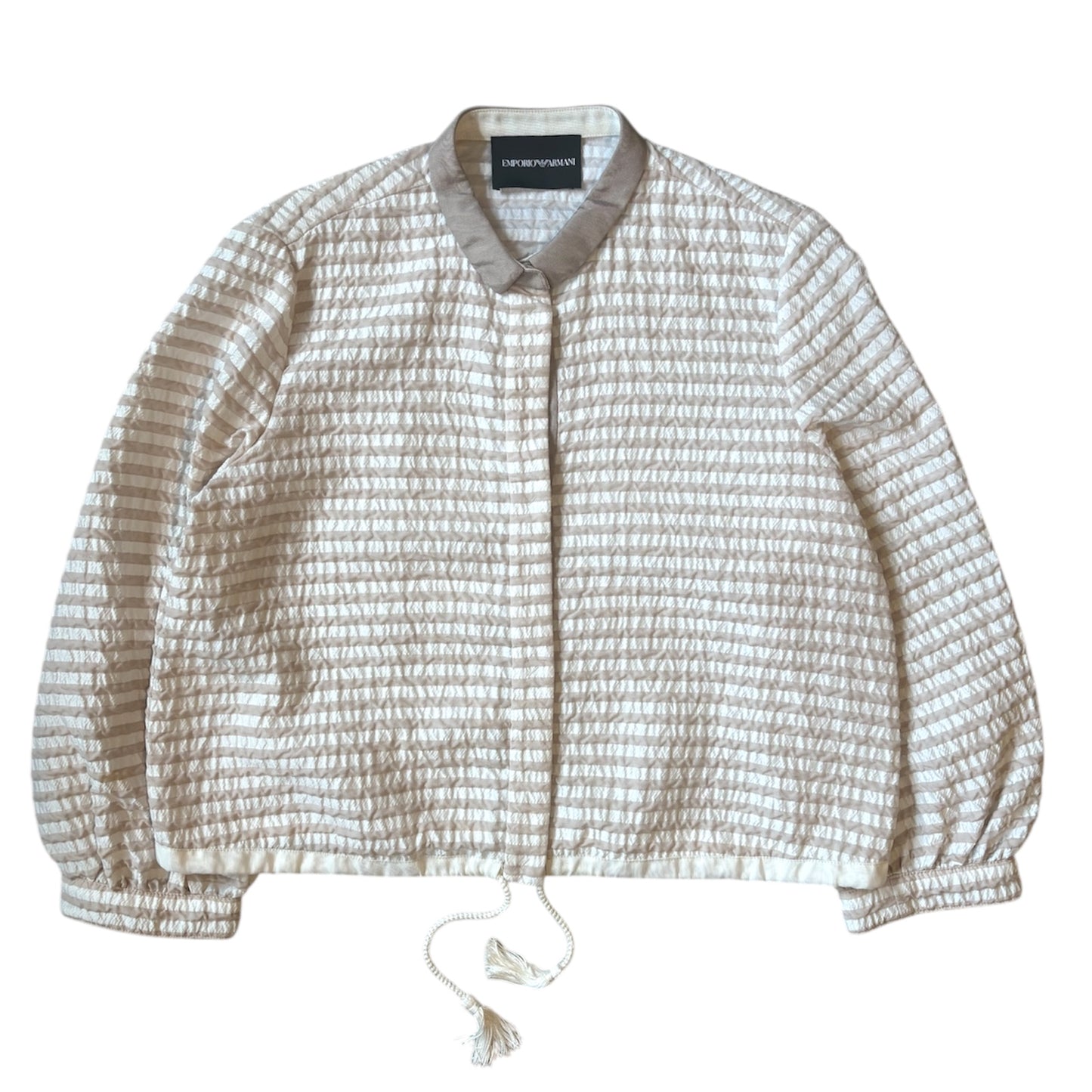 Emporio Armani Boxy Seersucker Cropped Jacket
