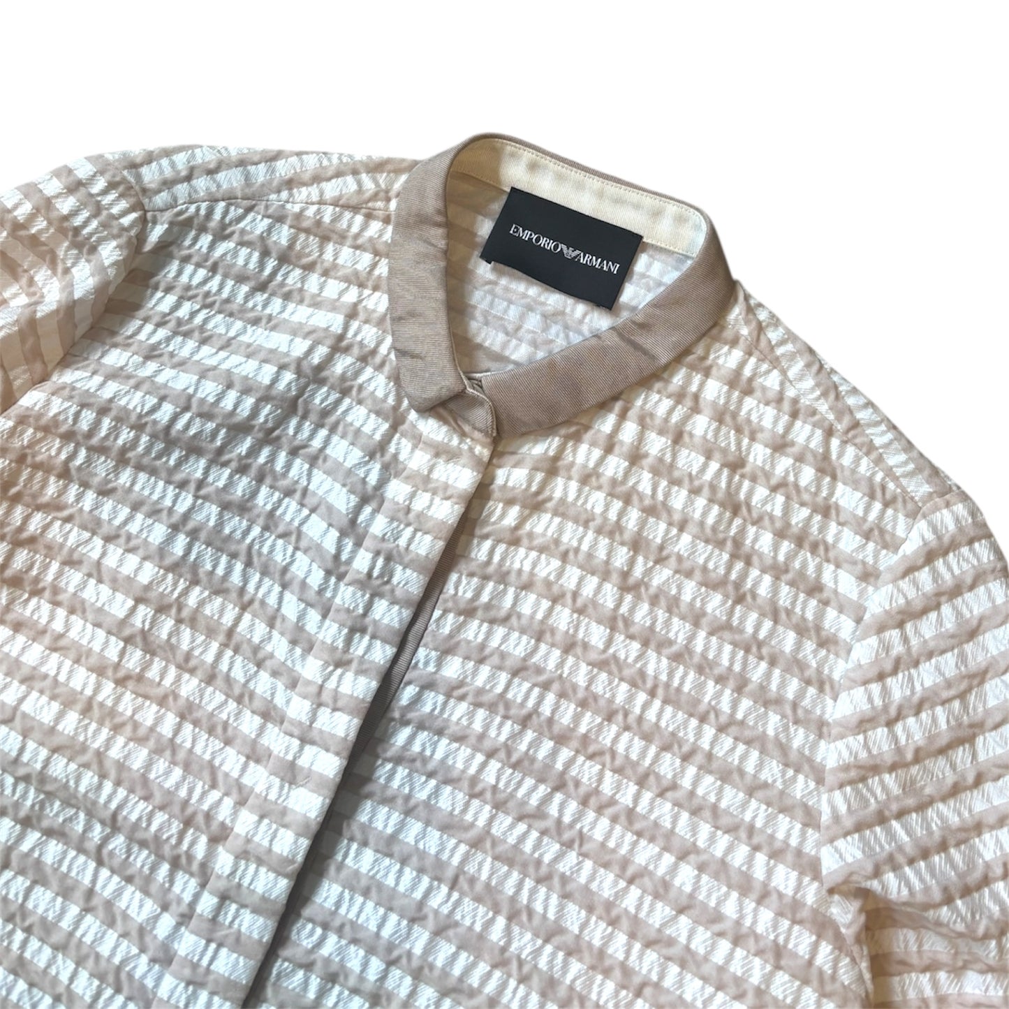 Emporio Armani Boxy Seersucker Cropped Jacket