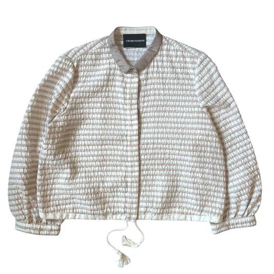 Emporio Armani Boxy Seersucker Cropped Jacket