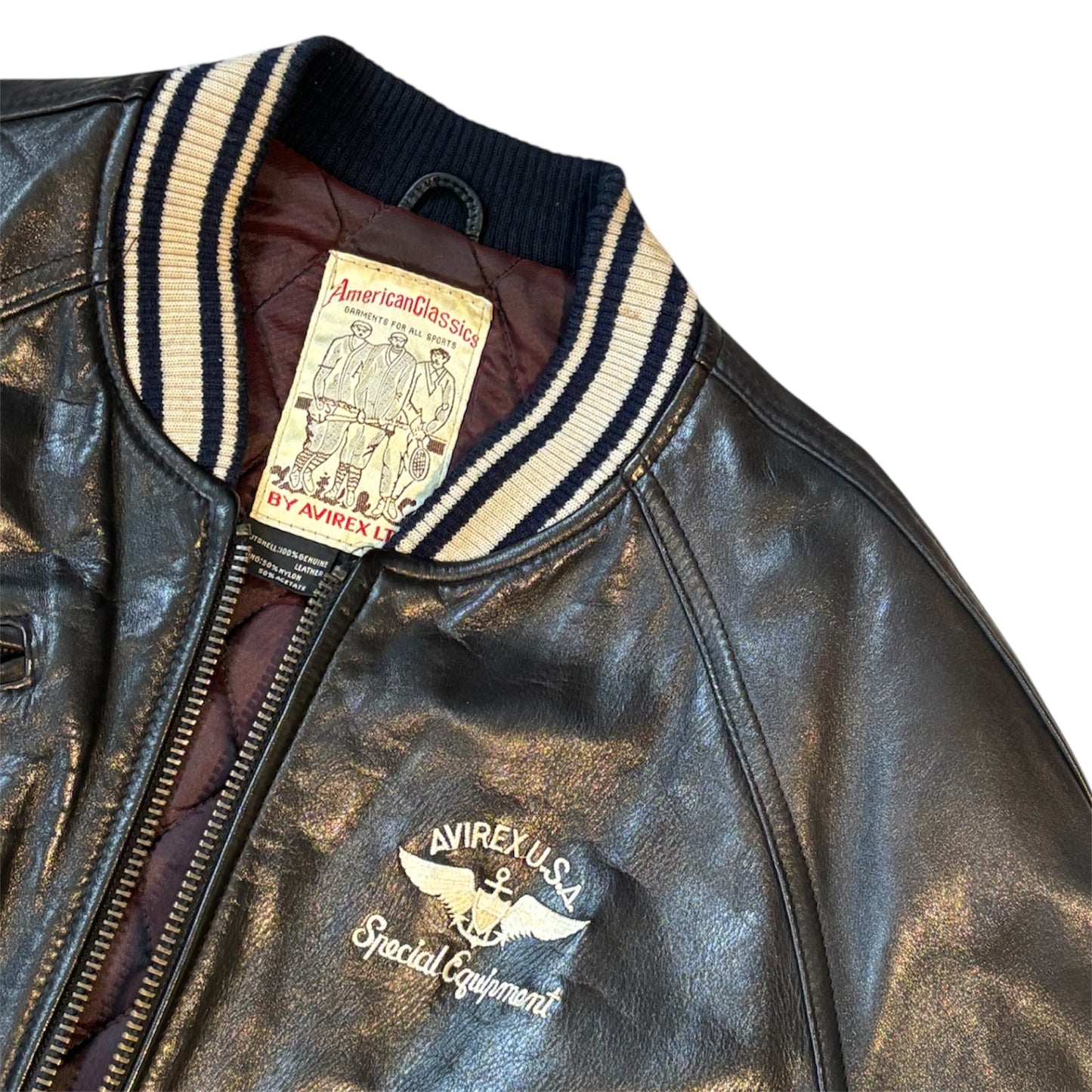 Avirex U.S.A Dark Brown Leather Bomber