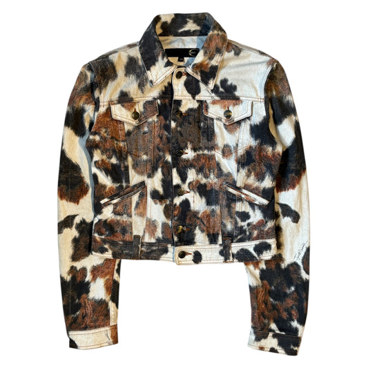 Roberto Cavalli Cow Print Trucker Jacket