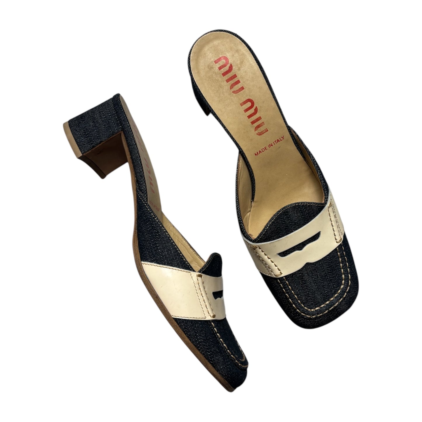 Miu Miu Denim Mule Kitten Heels