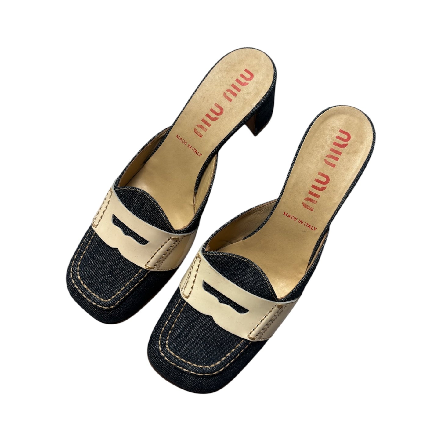 Miu Miu Denim Mule Kitten Heels