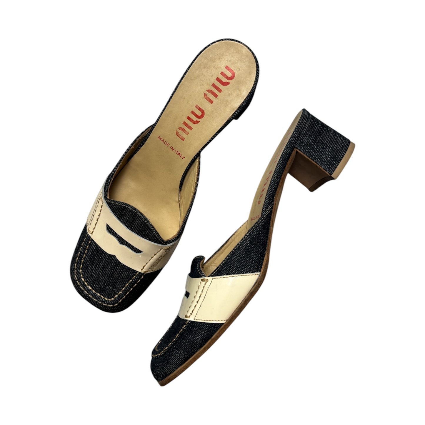 Miu Miu Denim Mule Kitten Heels