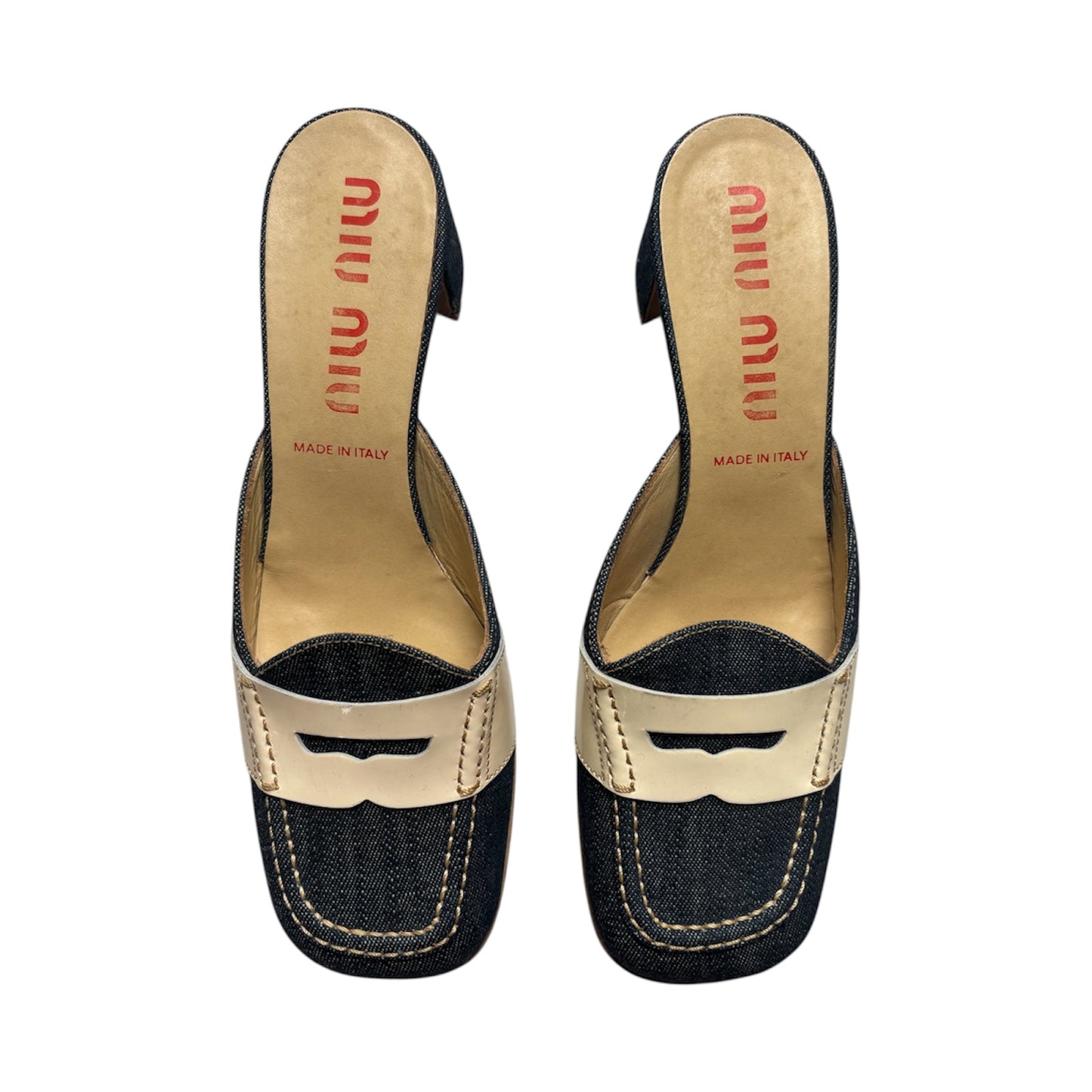 Miu Miu Denim Mule Kitten Heels