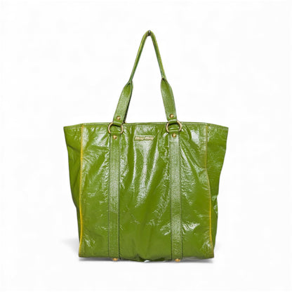 Miu Miu Lime Green Patent Leather Shopper Tote