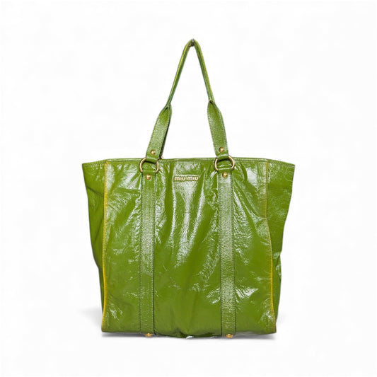 Miu Miu Lime Green Patent Leather Shopper Tote