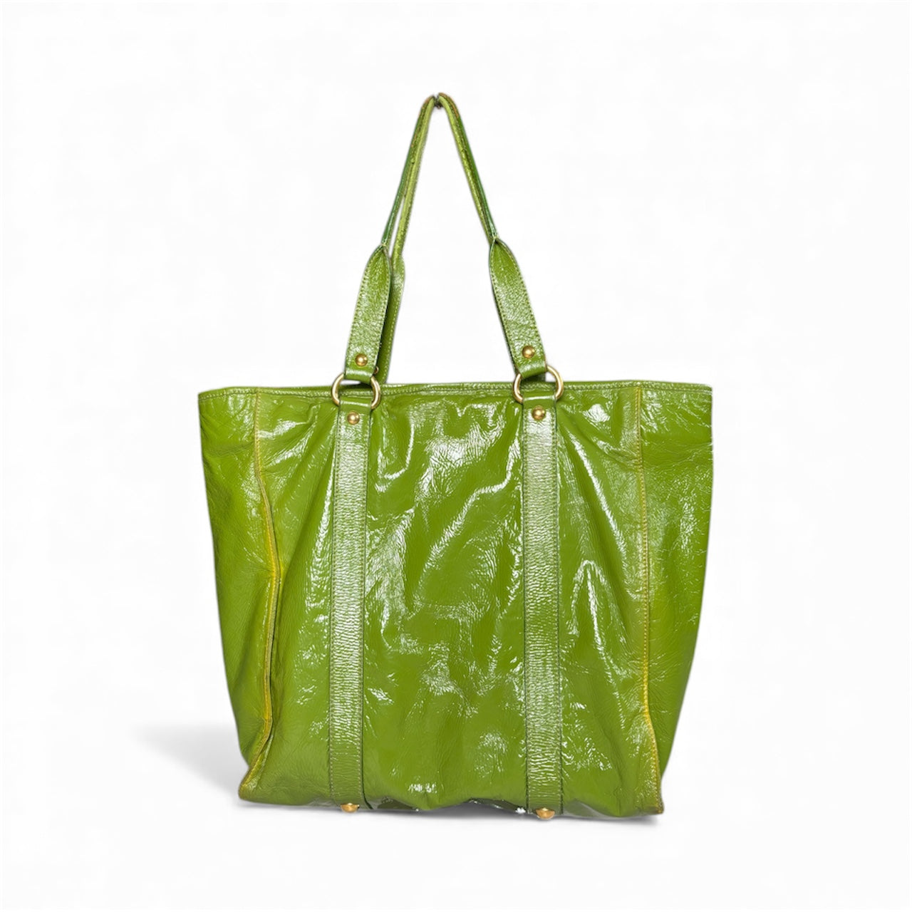 Miu Miu Lime Green Patent Leather Shopper Tote
