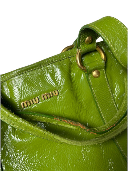Miu Miu Lime Green Patent Leather Shopper Tote